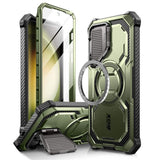 Magsafe Противоударен Калъф за Samsung S24, Supcase Iblsn Mag ArmorBox, Зелен (3)