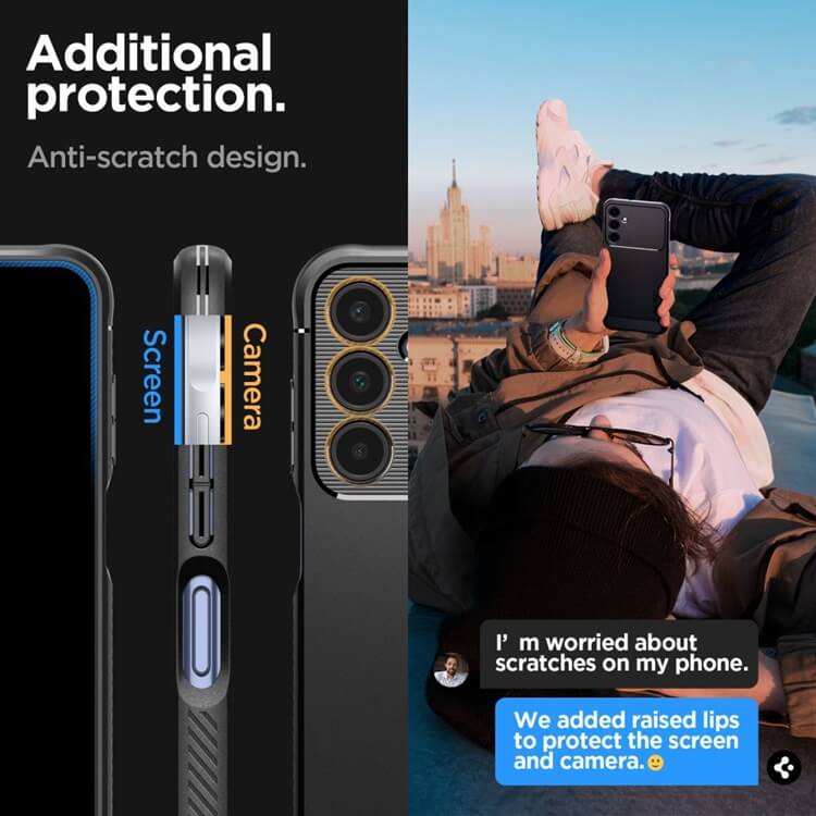 Противоударен Силиконов Калъф за Samsung A25, Spigen Rugged Armor Case, Черен (9)
