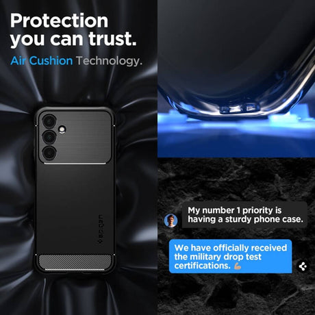 Противоударен Силиконов Калъф за Samsung A25, Spigen Rugged Armor Case, Черен (8)