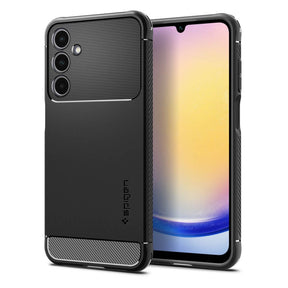 Противоударен Силиконов Калъф за Samsung A25, Spigen Rugged Armor Case, Черен