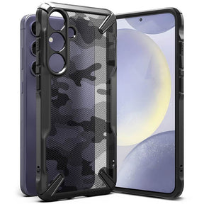 Противоударен Хибриден Калъф за Samsung S24, Ringke Fusion X Camouflage Case, Черен
