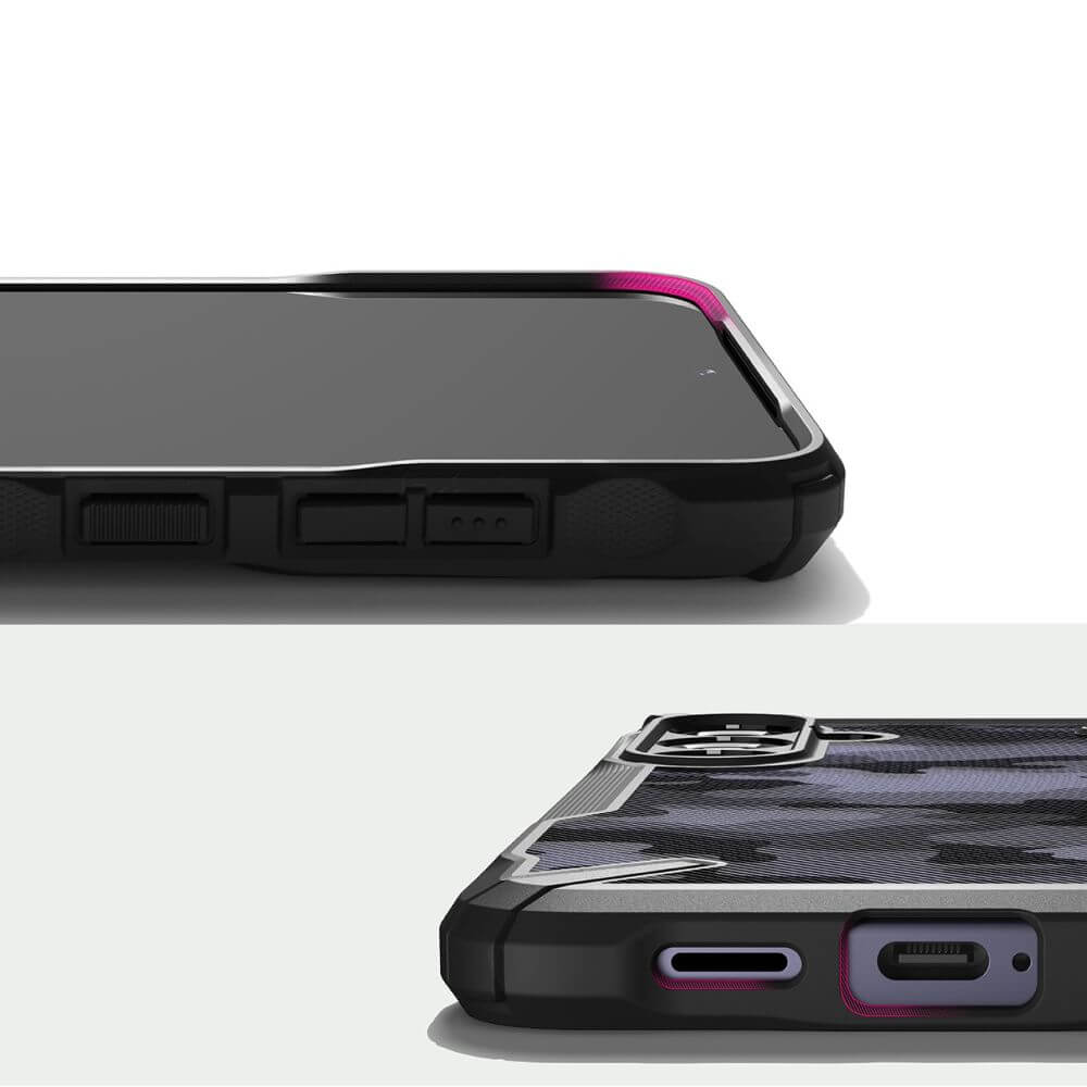 Противоударен Хибриден Калъф за Samsung S24, Ringke Fusion X Camouflage Case, Черен (4)