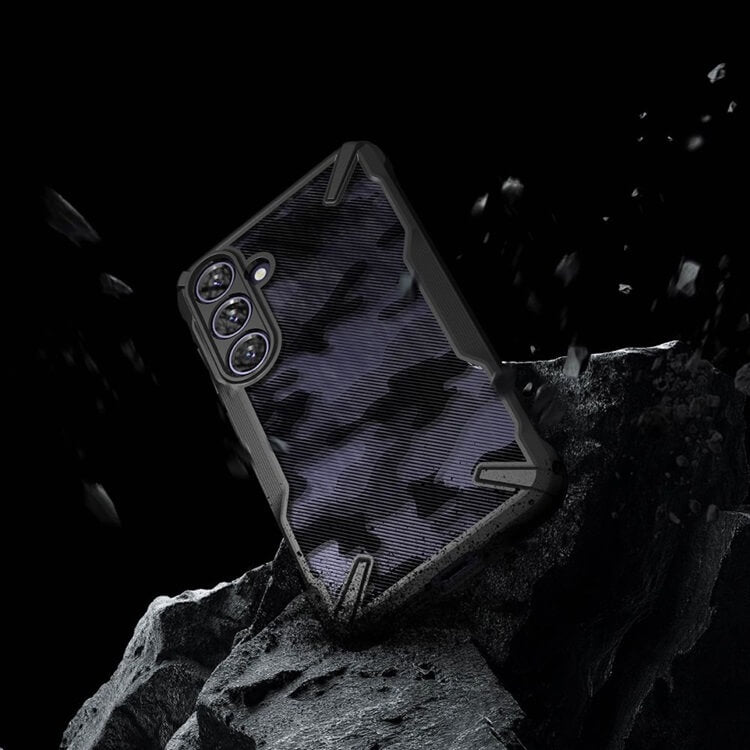 Противоударен Хибриден Калъф за Samsung S24, Ringke Fusion X Camouflage Case, Черен (10)