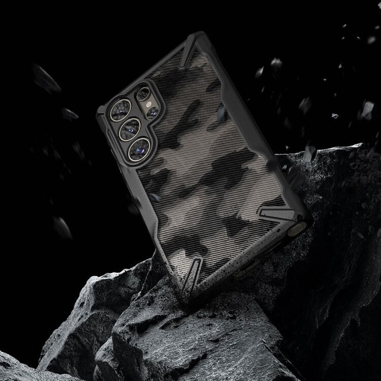 Противоударен Хибриден Калъф за Samsung S24 Ultra, Ringke Fusion X Camouflage Case, Черен (5)