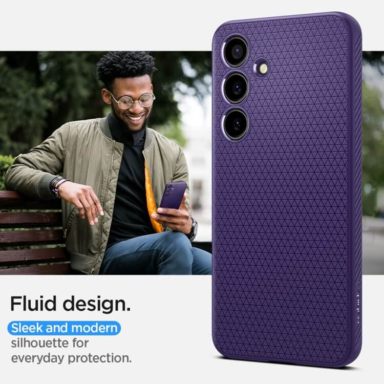 Противоударен Силиконов Калъф за Samsung S24, Spigen Liquid Air Case, Тъмно Лилав (11)