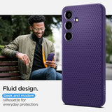 Противоударен Силиконов Калъф за Samsung S24, Spigen Liquid Air Case, Тъмно Лилав (11)