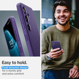 Противоударен Силиконов Калъф за Samsung S24, Spigen Liquid Air Case, Тъмно Лилав (10)