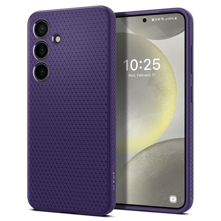 Противоударен Силиконов Калъф за Samsung S24, Spigen Liquid Air Case, Тъмно Лилав