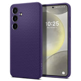 Противоударен Силиконов Калъф за Samsung S24, Spigen Liquid Air Case, Тъмно Лилав