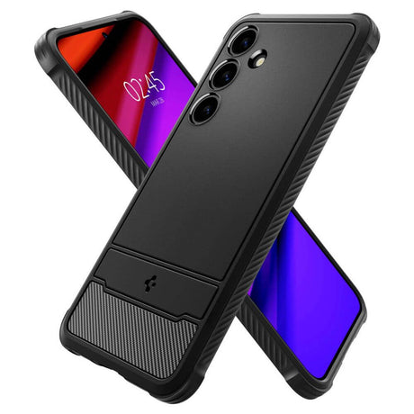 Противоударен Силиконов Калъф за Samsung S24, Spigen Rugged Armor Case, Черен (4)