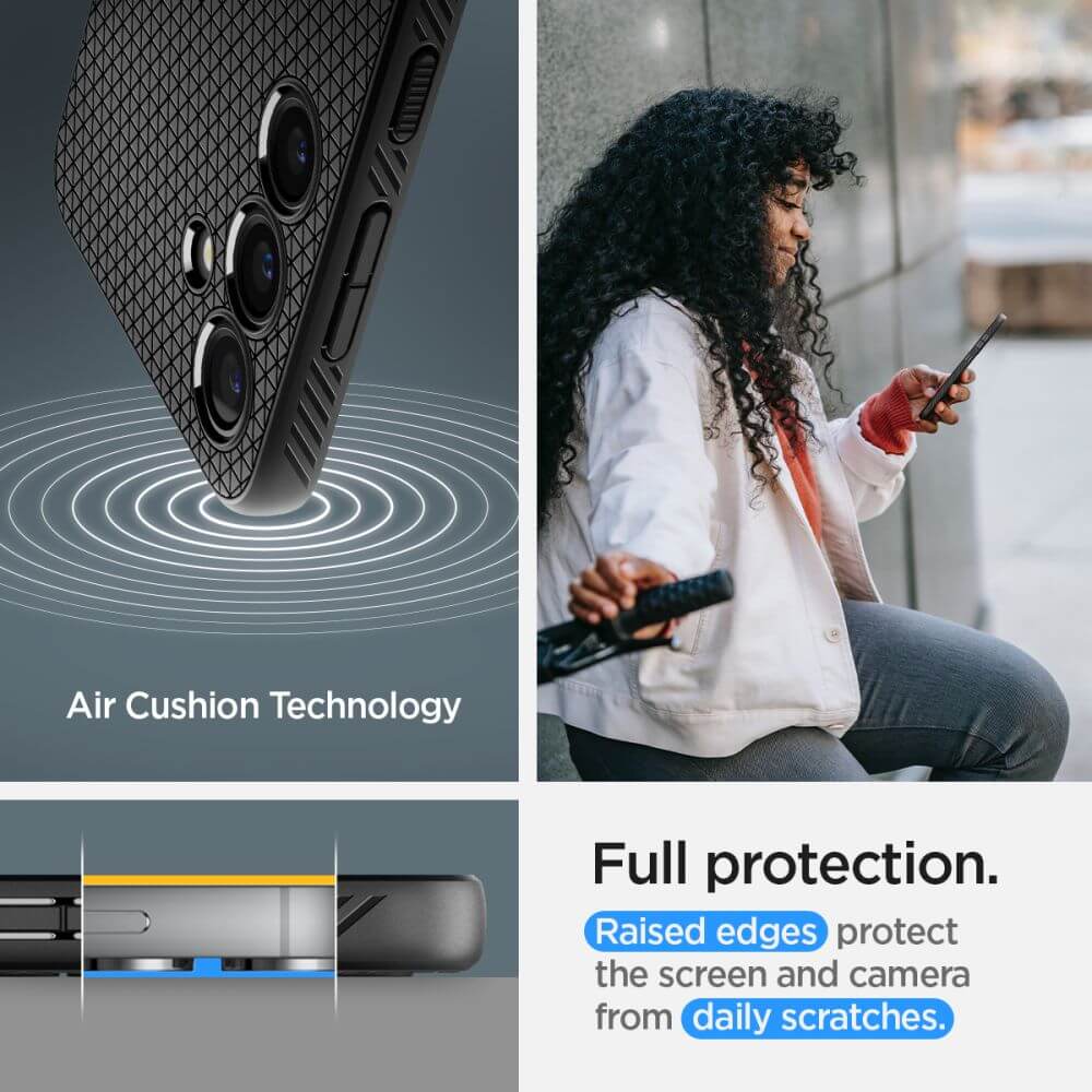 Противоударен Силиконов Калъф за Samsung S24, Spigen Liquid Air Case, Черен (9)