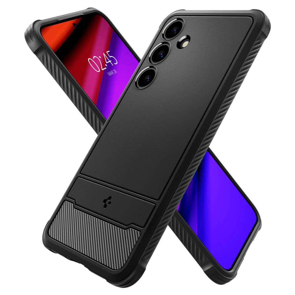 Противоударен Силиконов Калъф за Samsung S24 Plus, Spigen Rugged Armor Case, Черен (4)