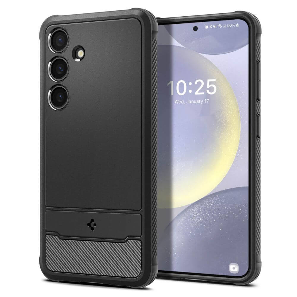 Противоударен Силиконов Калъф за Samsung S24 Plus, Spigen Rugged Armor Case, Черен