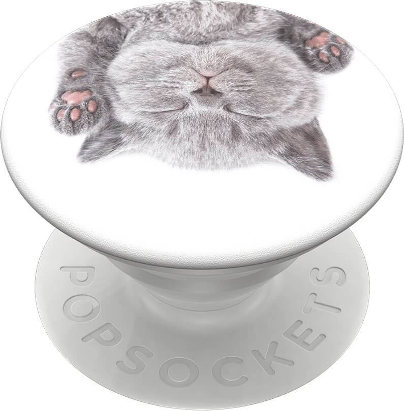 Поставка-Дръжка за Телефон, Popsockets PopGrip Cat Nap, Бял