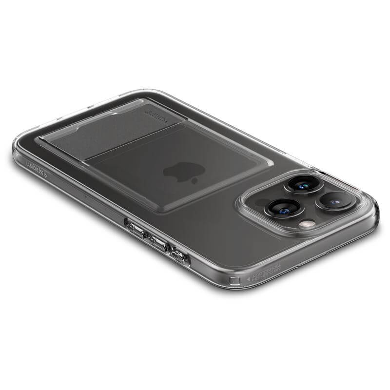 Калъф с Джоб за Карти за iPhone 15 Pro, Spigen Crystal Slot Case, Прозрачен (5)