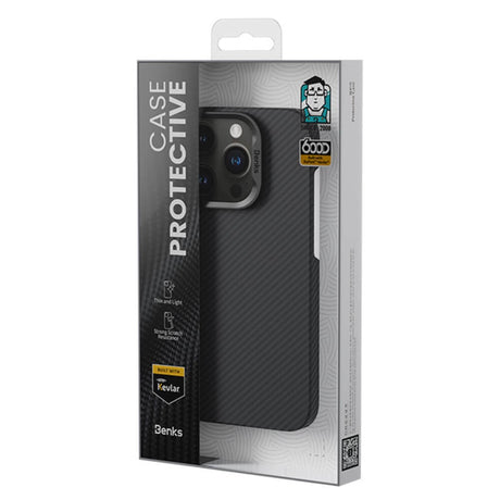 Тънък Кевларен Калъф за iPhone 15 Pro Max, Benks Ultra-Thin Case, Черен (8)