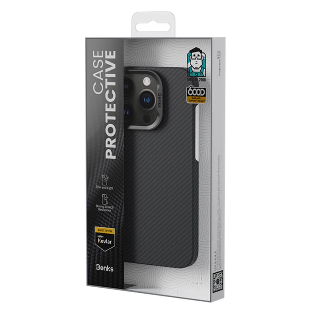 Тънък Кевларен Калъф за iPhone 15 Pro, Benks Ultra-Thin Case, Черен (8)