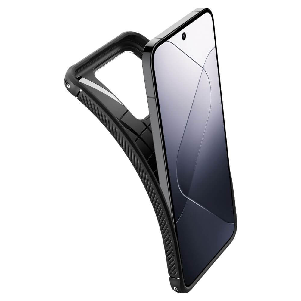 Противоударен Силиконов Калъф за Xiaomi 14, Spigen Rugged Armor Case, Черен (6)
