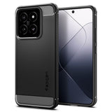 Противоударен Силиконов Калъф за Xiaomi 14, Spigen Rugged Armor Case, Черен