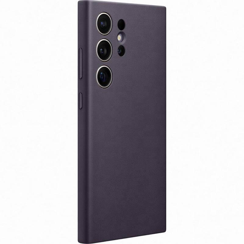Оригинален Кожен Калъф за Samsung S24 Ultra, Vegan Leather Cover Case GP-FPS928HCAVW Тъмно Лилав (2)