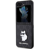 Калъф за Samsung Z Flip 5, Karl Lagerfeld Saffiano Mono Choupette PIN Case, Черен (6)