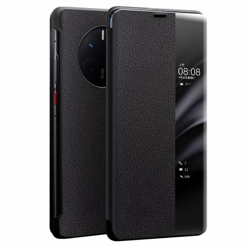 Активен Кожен Калъф за Huawei Mate 40 Pro, Qialino Smart Book Rel Case, Черен
