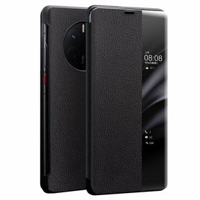 Активен Кожен Калъф за Huawei Mate 40 Pro, Qialino Smart Book Rel Case, Черен