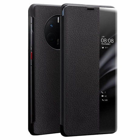 Активен Кожен Калъф за Huawei Mate 40 Pro, Qialino Smart Book Rel Case, Черен