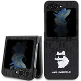 Калъф за Samsung Z Flip 5, Karl Lagerfeld Saffiano Mono Choupette PIN Case, Черен (2)