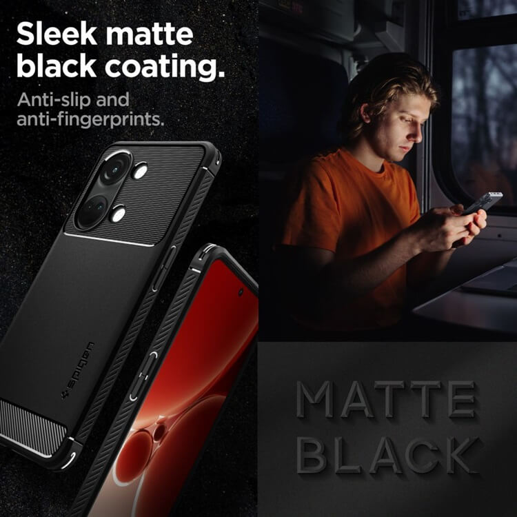 Противоударен Силиконов Калъф за Oneplus Nord 3, Spigen Rugged Armor Case, Черен (9)