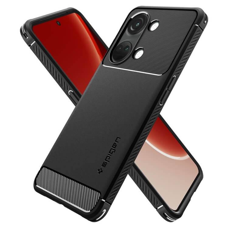 Противоударен Силиконов Калъф за Oneplus Nord 3, Spigen Rugged Armor Case, Черен (6)