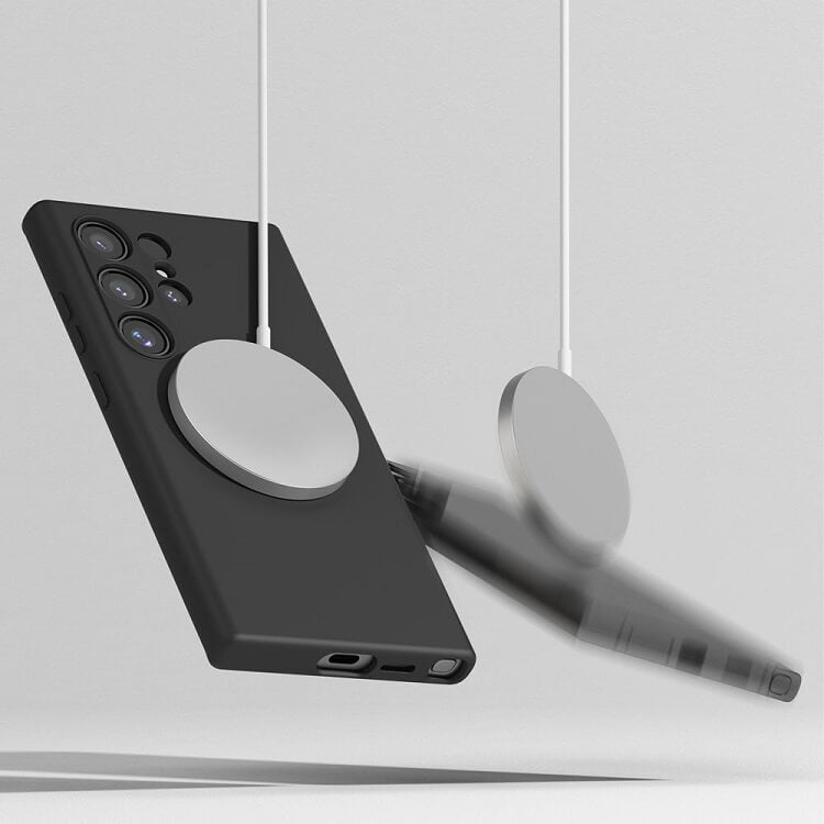 Magsafe Калъф за Samsung S24 Ultra, Ringke Silicone Magnetic Case, Черен (6)