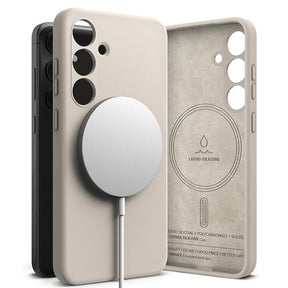 Magsafe Калъф за Samsung S24, Ringke Silicone Magnetic Case, Бежов