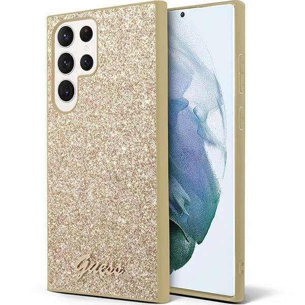 Луксозен Калъф за Samsung S24 Ultra, Guess Glitter Case, Златист