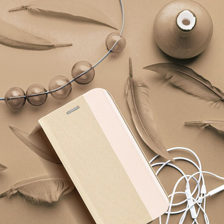 Луксозен Калъф за Samsung S24 Plus, Sensitive Book Case, Златист (4)