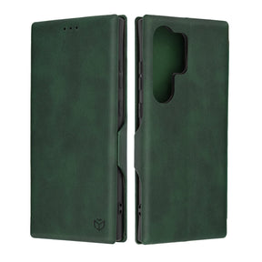 Кожен Калъф за Samsung S24 Ultra, Tech-Protect Techsuit Safe Book Case, Зелен