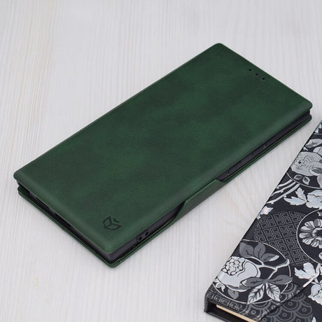 Кожен Калъф за Samsung S24 Ultra, Tech-Protect Techsuit Safe Book Case, Зелен (4)