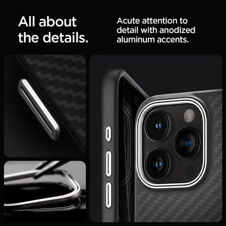 Magsafe Тънък Калъф за iPhone 15 Pro, Spigen Enzo Aramid Case, Черен (8)