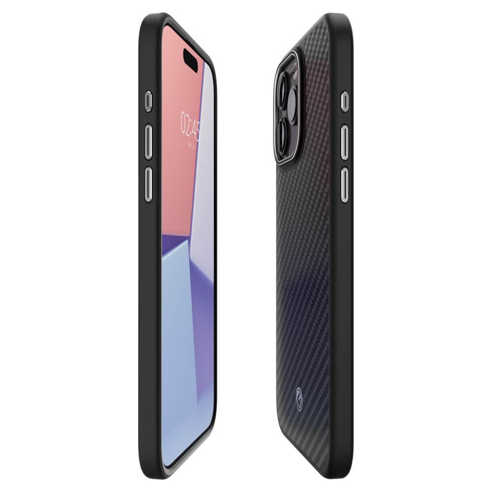 Magsafe Тънък Калъф за iPhone 15 Pro, Spigen Enzo Aramid Case, Черен (3)