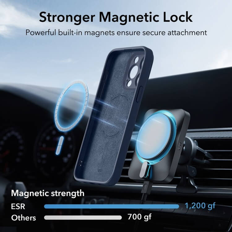 Magsafe Силиконов Калъф за iPhone 15 Pro Max, ESR Cloud Magnetic Case, Син (3)