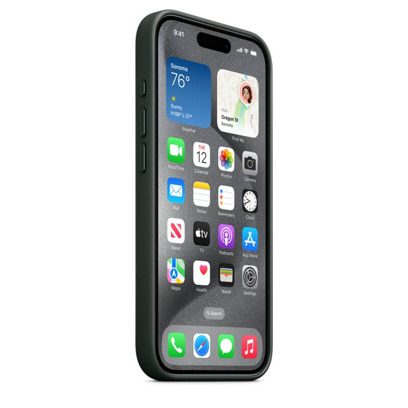 Оригинален Тъкан Калъф за iPhone 15 Pro Max, FineWoven Magsafe Case MT503ZM/A, Зелен (6)