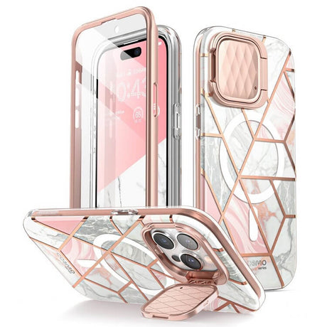 Magsafe Дамски Калъф за iPhone 15 Pro Max, Supcase Iblsn Cosmo Marble, Розов
