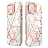 Magsafe Дамски Калъф за iPhone 15, Supcase Iblsn Cosmo Marble, Розов (2)
