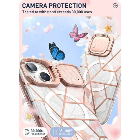 Magsafe Дамски Калъф за iPhone 15, Supcase Iblsn Cosmo Marble, Розов (5)