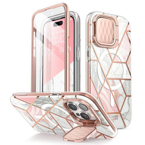 Magsafe Дамски Калъф за iPhone 15 Pro, Supcase Iblsn Cosmo Marble, Розов