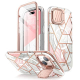 Magsafe Дамски Калъф за iPhone 15, Supcase Iblsn Cosmo Marble, Розов