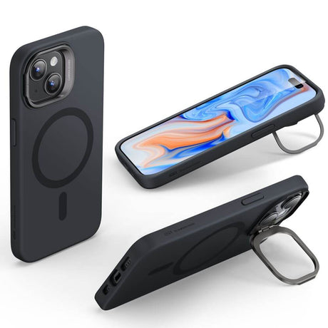 Magsafe Калъф с Поставка за iPhone 15, ESR Cloud Magnetic KickStand Case, Черен (5)