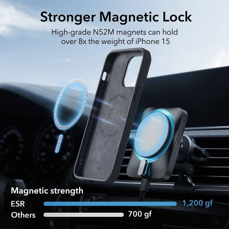 Magsafe Калъф с Поставка за iPhone 15, ESR Cloud Magnetic KickStand Case, Черен (7)