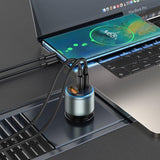 Тройно Зарядно за Кола с USB-C и USB-A, Hoco 12V 95W, Сив (6)