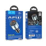 Тройно Зарядно за Кола с USB-C и USB-A, Hoco 12V 95W, Сив (7)